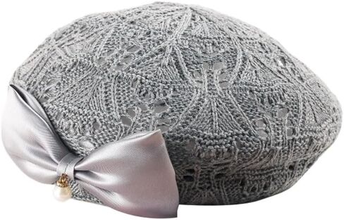Women's Fur Beret for Ladies Wool French Beret Solid Color Beanie Cap Hat with Netting in Kuwait