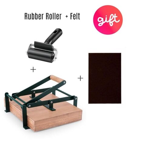 Linocut Printing Hand Lever Press Machine, Lino Cuts, Cutting Printing, Linoleum Blocks Printmaking, Rubber Roller Green Blue Crafts Supplies Tools Kit Print Maker Woodblock Ink (A5, GREEN) in Kuwait