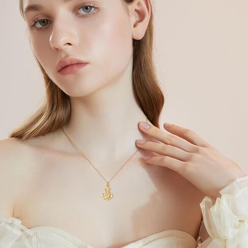 Aihpos 14K Solid Gold Compass Turtle Necklace - Dainty Compass Necklace Yellow Gold Sea Turtle Compass Pendant Necklace in Kuwait