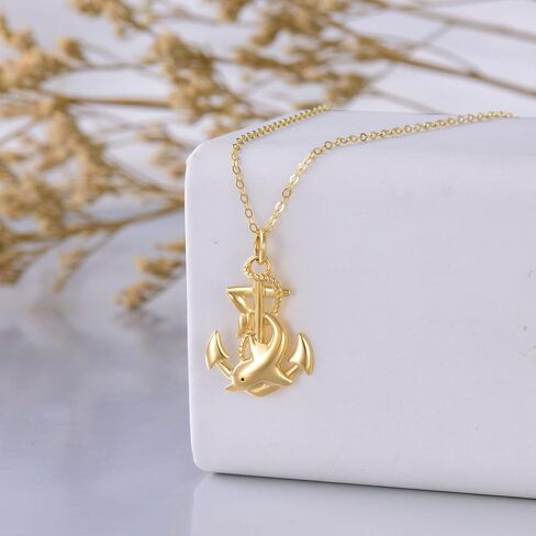 Aihpos 14K Solid Gold Compass Turtle Necklace - Dainty Compass Necklace Yellow Gold Sea Turtle Compass Pendant Necklace in Kuwait