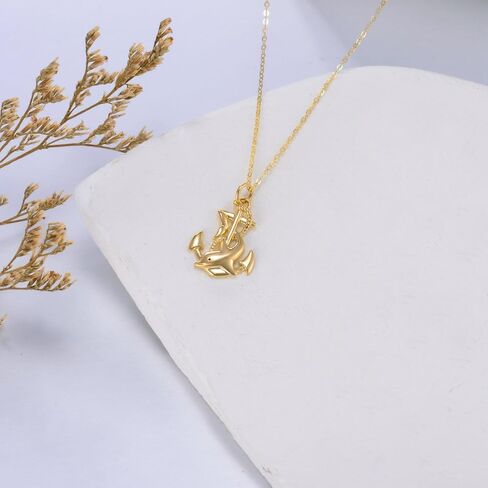 Aihpos 14K Solid Gold Compass Turtle Necklace - Dainty Compass Necklace Yellow Gold Sea Turtle Compass Pendant Necklace in Kuwait