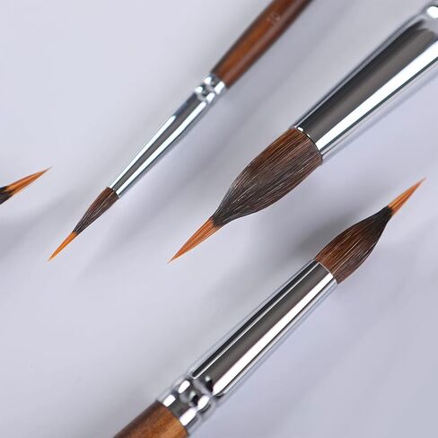 فرش ألوان مائية احترافية ، Fuumuui 4pcs Extended Edele Point Brushes Extral Extra Pinhead Brush مع جسم Sable للتفاصيل الدقيقة - أحبار الغواش المائية المائية. in Saudi Arabia