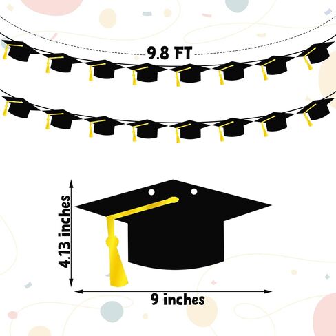 16PCS Graduation Decorations Banner 2025, Congrats Grad Banner, Black Graduations Party Banner Decorations, 2025 Graduation Garland for College High School Grad Party Supplies Decor in Kuwait