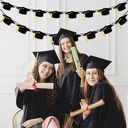 16PCS Graduation Decorations Banner 2025, Congrats Grad Banner, Black Graduations Party Banner Decorations, 2025 Graduation Garland for College High School Grad Party Supplies Decor in Kuwait