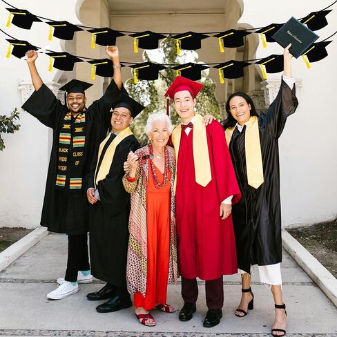 16PCS Graduation Decorations Banner 2025, Congrats Grad Banner, Black Graduations Party Banner Decorations, 2025 Graduation Garland for College High School Grad Party Supplies Decor in Kuwait
