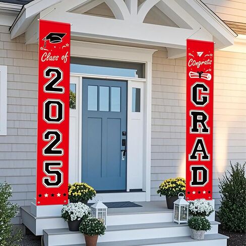 Blue Congrats Grad Porch Banner Class of 2025 ، Decoration Decorations 2025 ، Party Favors Supplies Backdrop Yard Decor in Kuwait