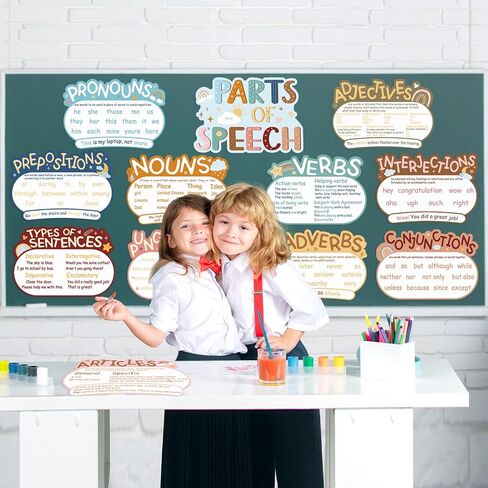12Pcs Parts of Speech Posters Grammar Poster Educational Grammar Cutouts Bulletin Board Set English Grammar Chart Language Art Bulletin Board Decor (Boho) in Saudi Arabia