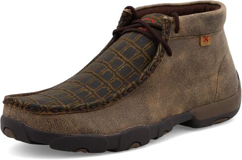 Twisted X Men's Steel Toe Chukka Driving Moc - Handcrafted Leather Safety Toe Shoes with Slip Resistant Outsole - Comfortable, Durable, and Stylish Lace-Up Boots, Charcoal, 10 W in Saudi Arabia