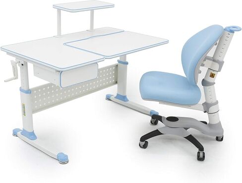 ApexDesk Height Adjustable Study Desk 43" with Drawer & Chair (Desk and Chair Bundle – DX Series Blue) in Saudi Arabia