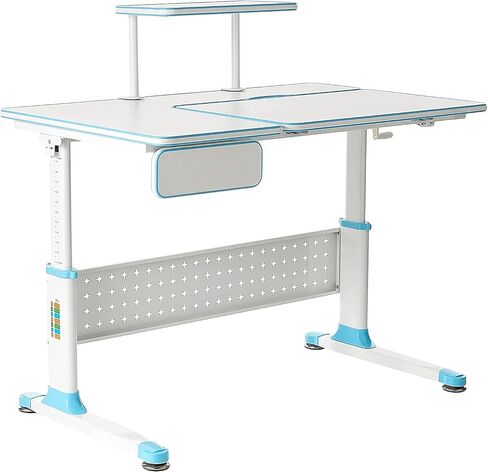 ApexDesk Height Adjustable Study Desk 43" with Drawer & Chair (Desk and Chair Bundle – DX Series Blue) in Saudi Arabia