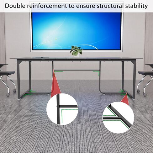 طاولة مؤتمر 8ft ، 94.4 لتر × 47.2 واط × 30.7 ساعة جدول ندوة اجتماع مع grommet ، تعزيز الاستقرار ، جدول غرفة المؤتمرات الكبيرة لاجتماع المكتب (رمادي) in Kuwait
