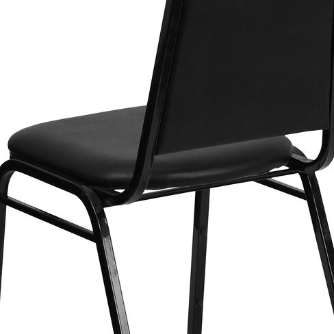EMMA + OLIVER Trapezoidal Back Banquet Chair, Black Vinyl/Black Frame in Kuwait