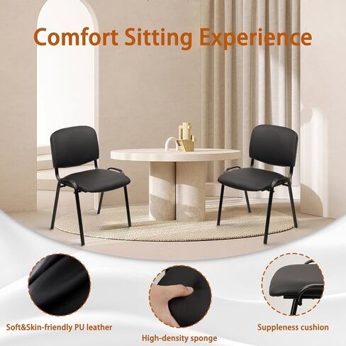CLATINA Set of 5 Pack Stackable Waiting Room Chairs Fabric Black Reception Chair Metal with Thickened Seat Back Cushion for Waiting Conference Room Guest Stool (5 Pack) in Kuwait