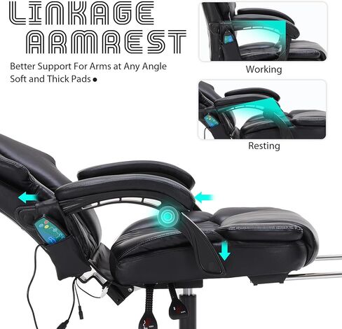 Massage Office Chair with Foot Rest 6 Points Vibration and Heat Home Office Desk Chairs for Heavy People 400lbs Reclining Managerial Chairs Ergonomic Executive Chair (Black) in Kuwait