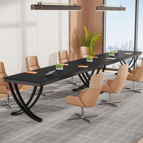 Tribesigns 6.5FT Conference Table for 6-8 People, 78 inch Long Rectangular Seminar Table with Strong Metal Frame, Business Furniture Boardroom Desk for Office Meeting Conference Room (1, Brown) in Kuwait