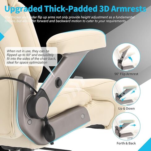 كرسي مكتبي كبير وطويل 700 رطل - مسند رأس قابل للضبط ودعم قطني ، ذراعي ثلاثية الأبعاد ، عجلات كبيرة وقاعدة معدنية شديدة التحمل ، كرسي مكتب كمبيوتر كبير في الظهر ، مقعد عريض مبطنة سميكة in Kuwait