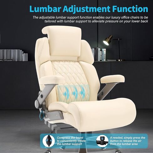 كرسي مكتبي كبير وطويل 700 رطل - مسند رأس قابل للضبط ودعم قطني ، ذراعي ثلاثية الأبعاد ، عجلات كبيرة وقاعدة معدنية شديدة التحمل ، كرسي مكتب كمبيوتر كبير في الظهر ، مقعد عريض مبطنة سميكة in Kuwait