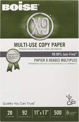 Boise Paper X-9 Multi-Use Copy Paper, 11" x 17" Ledger, 92 Bright White, 20 lb, 5 Ream Carton (2,500 Sheets) in Saudi Arabia