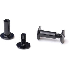 TruBind Aluminum Chicago Screw and Post Sets | 5/8 inch Post Length | 3/16 inch Post Diameter | Black | 100 Screws and 100 Posts