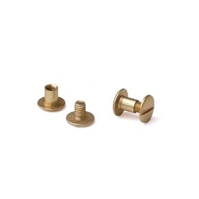 TruBind Aluminum Chicago Screw and Post Sets | 1/4 inch Post Length | 3/16 inch Post Diameter | Antique Brass-Colored | 100 Screws and 100 Posts