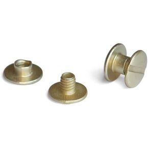 TruBind Aluminum Chicago Screw and Post Sets | 1/8 inch Post Length | 3/16 inch Post Diameter | Antique Brass-Colored | 100 Screws and 100 Posts