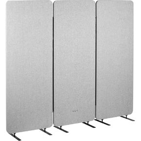 VIVO Freestanding 72 x 66 inch Privacy Panel, Cubicle Divider, Acoustic Wall Partition, x3 24 inch Panels, Gray, PP-3-T072G