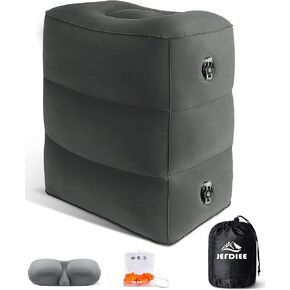 JefDiee Inflatable Foot Rest Pillow, Kids Airplane Bed, Adjustable 3 Layers Height Leg Rest Pillow, Airplane Travel Essentials Great for Office, Home, Trains, Cars