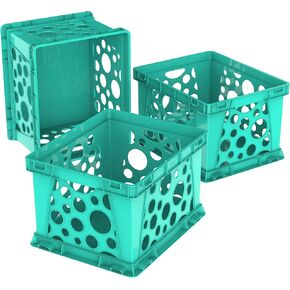 Storex Premium File Crate with Handles – Letter and Legal Document and Folder Storage, Teal 3-Pack (61670U03C)