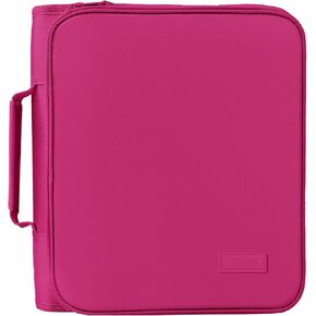 SUNEE Zippered Binder Bag with Handle, 2-Inch 3-Ring O-Ring, 500-Sheet Capacity, Includes Zip Pocket, 5-Tab Expanding File Folder, Multi-Pocket Organizer Binder for Middle School, Pink Lotus