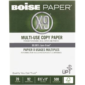 Boise Paper X-9 Multi-Use Copy Paper, 11" x 17" Ledger, 92 Bright White, 20 lb, 5 Ream Carton (2,500 Sheets)