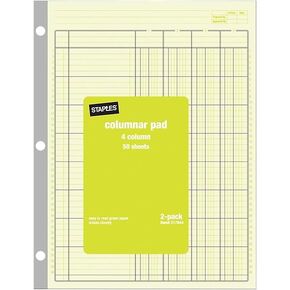 Staples 217844 Columnar Books 100 Pages Green 2/Pack (217844ABF)