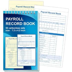 1 PCS Payroll Record Book Payroll Ledger Logbook Weekly Sayse Payroll Log Book 7.2x4.2 Inch Desipt Book 2-plyless 50 pages Wire-O للأعمال التجارية الصغيرة (1)