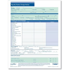 Payroll Change Notice, 3-Part, Small | 5-1/2" x 8-1/2" | HR & Employee Management | 50 Pack