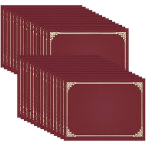 SUNEE Certificate Holders(Burgundy, 50 Packs), Diploma Covers Gold Foil Border, for Letter Size 8.5x11 Certificates, Cardstock, Document Papers
