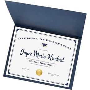 Personalized Diploma of Graduation: Printed and Shipped with a Diploma Holder, Diploma Cover, or Laminated Diploma