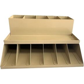 Controltek Coin Wrapper and Bill Strap 2-Tier Rack ، 11 مقصورات ، 9.38 × 8.13 4.63 ، البلاستيك ، بيببل بيج