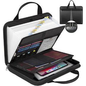 Important Document Organizer Folio Accordion File Organizer Fireproof Expanding File Folder Storage Box with Zipper Labels 13 Pockets for Business Office Receipt Travel