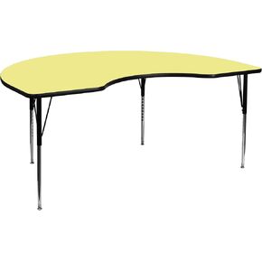 Flash Furniture Wren 48''W x 72''L Kidney Grey Thermal Laminate Activity Table - Standard Height Adjustable Legs