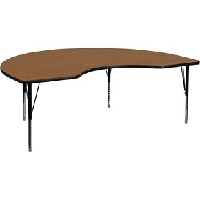 Flash Furniture Wren 48''W x 72''L Kidney Grey Thermal Laminate Activity Table - Height Adjustable Short Legs