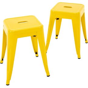 Brage Living 18 Inch Industrial Metal Stools Set of 4, Stackable Classroom Stools, Backless Metal Dining Chairs for Indoor Outdoor, Kitchen Short (Pearl Silver)