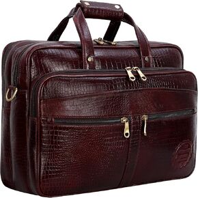 DA LV Full Grain Leather Laptop Briefcase for Men Top Choice Gifts Laptop Bag Multiple 16'' Compartments Brass Hardware
