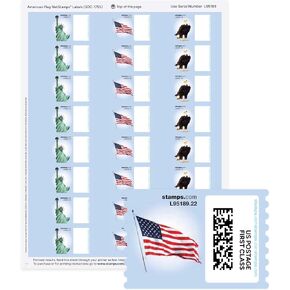 Star Spangled NetStamps 1200-Pack (50 Sheets) Printable Postage Labels (Stamps.com Subscription Required) - Print Approved Postage - Inkjet & Laser Printers - Business, Personal, Home