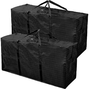 Elsjoy 2 Pack 66 Gallon Extra Large Moving Bags, 45 x 16 x 22 Inch Black XXL Storage Bags with Zippers & Handles, 250L Heavy Duty Over-Sized Storage Tote for Traveling, Moving, Camping