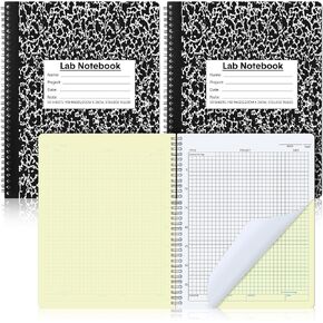 2 Pack Lab Notebook Carbonless Carbon Copy Copy Notebook Chemistry Chemistry Book Paper Grid Paper 8.5 '× 11' 'يحتوي على نسخ كربونية 50 صفحة محددة 100 ورقة ملزمة لفائف (أسود)
