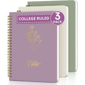 Taja Aesthetic Set of 3 Spiral Notebook for Work, A5 Cute Pretty Lined Journal for Women & Writing, College Ruled Journaling Notebooks, Perfect for School & Office Supplies - Serene Pastel