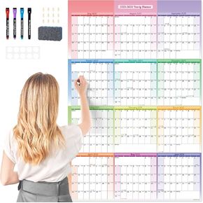 Ospelelf Large Dry Erase Calendar for Wall 32'' x 48'', 2025 Yearly Laminated Calendars Planner, Big Monthly Calendar for Office, Use July 2025 - June 2027 (Marble)