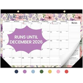 Desk Calendar 2025-2026, 18 Months Calendar Runs until Dec 2026 - Large 17" x 12" Desktop/Wall Monthly Calendar for Home School, or Office - Vintage Floral