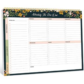 Weekly To Do List Notepad with 52 Undated Sheets（8.5"×11"）- Weekly Desk Planner for Women & Man, Work and Home - Violet Dream