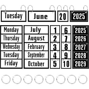 Black and White Flip Calendar Cards and Rings for Magnetic Rod(without rod),Flip Calendar for Classroom