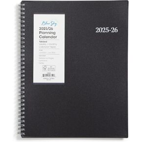 Blue Sky 2025-2026 Weekly and Monthly Academic Year Planner Calendar, July 2025 - June 2026, 8" x 10.875", Flexible Cover, Wirebound, Laminated Tabs, Dainian